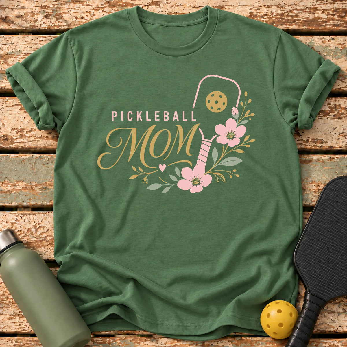 Floral Mom T-Shirt – Military Green