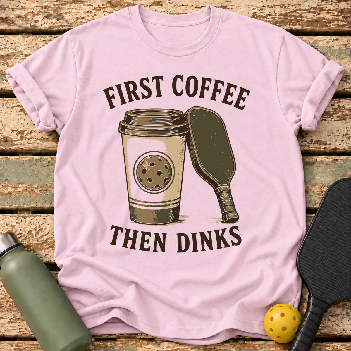 Coffee Then Dinks T-Shirt – Light Pink