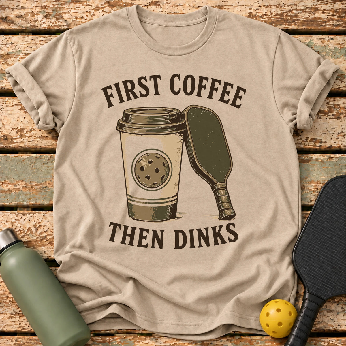 Coffee Then Dinks T-Shirt – Sand