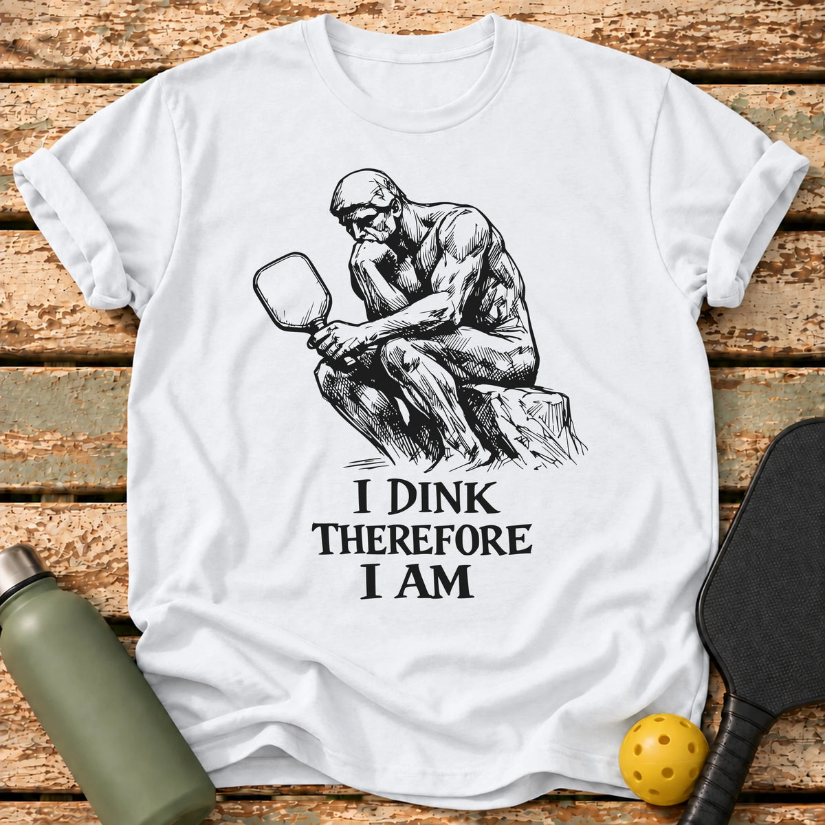 Pickleball Thinker T-Shirt – White