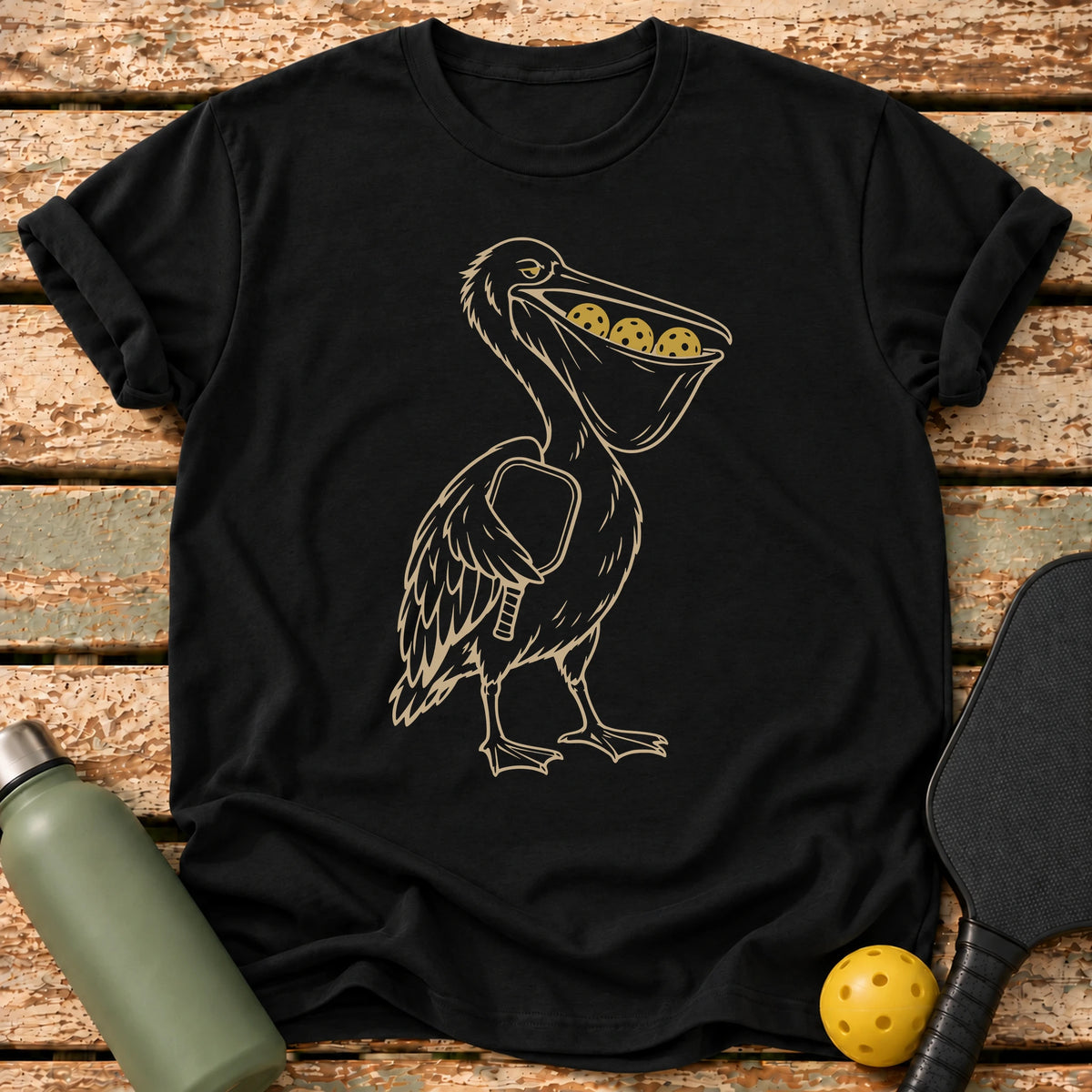 Pelican Outline T-Shirt – Black