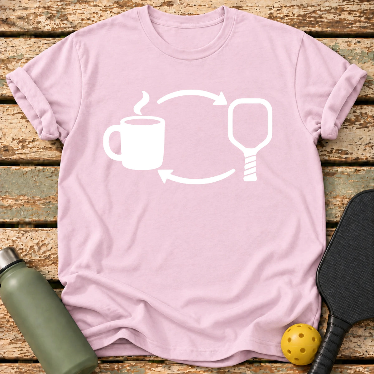 Coffee Paddle Cycle T-Shirt – Light Pink