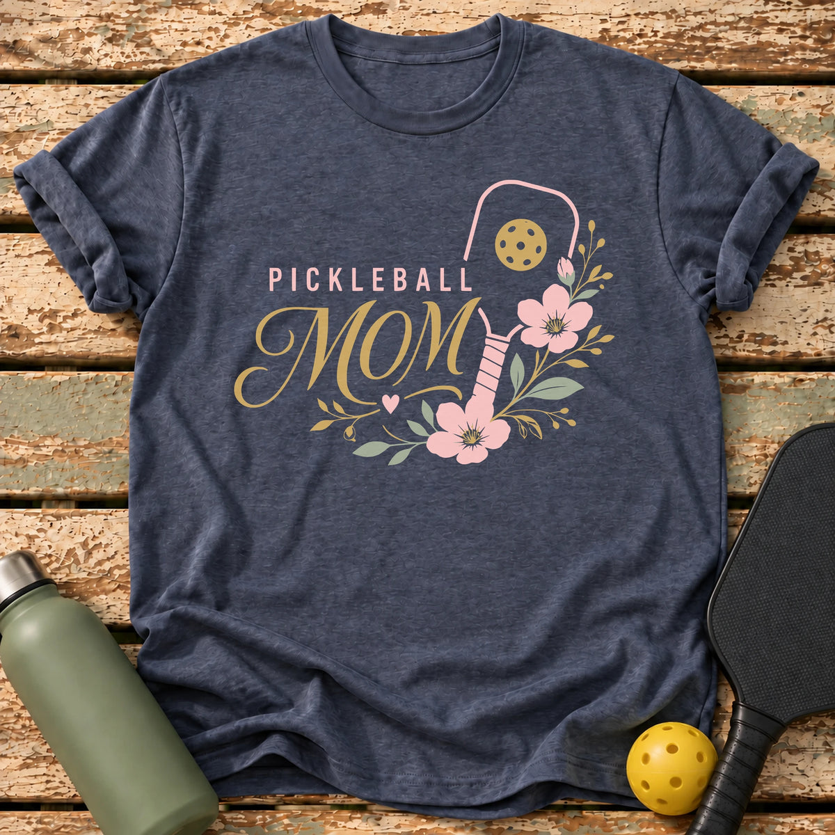 Floral Mom T-Shirt – Heather Navy