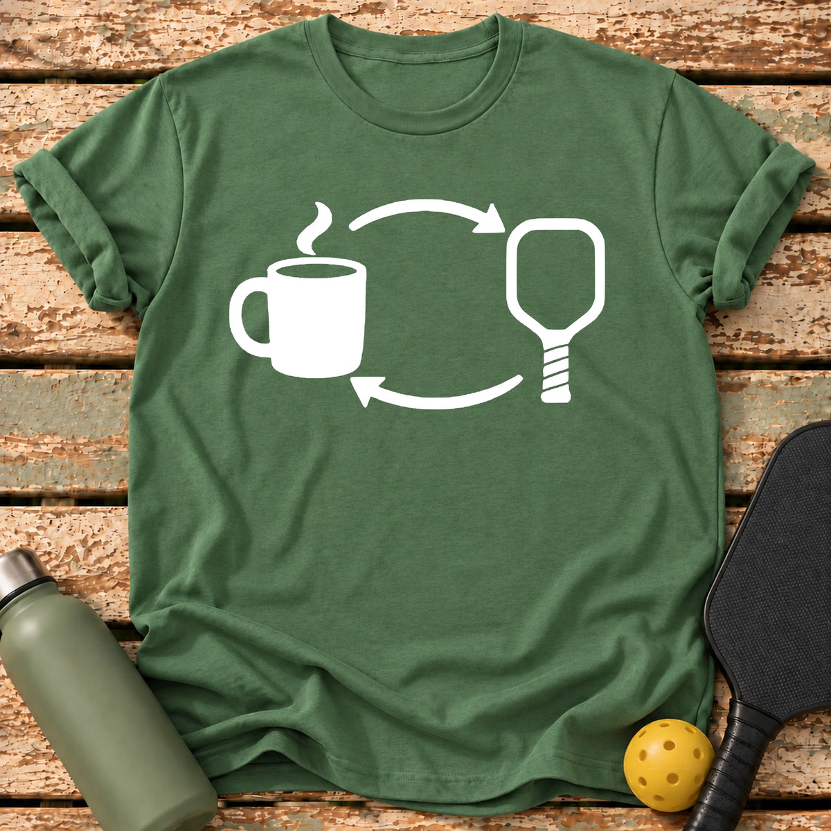Coffee Paddle Cycle T-Shirt – Military Green
