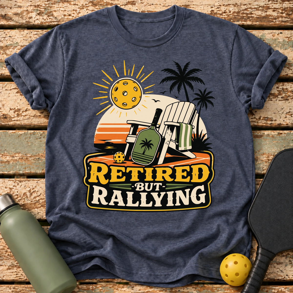 Retired But Rallying T-Shirt – Heather Navy