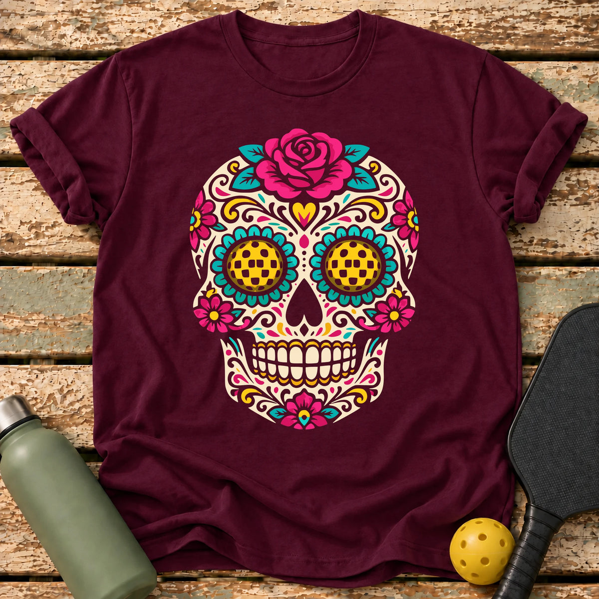 Sugar Skull T-Shirt – Maroon