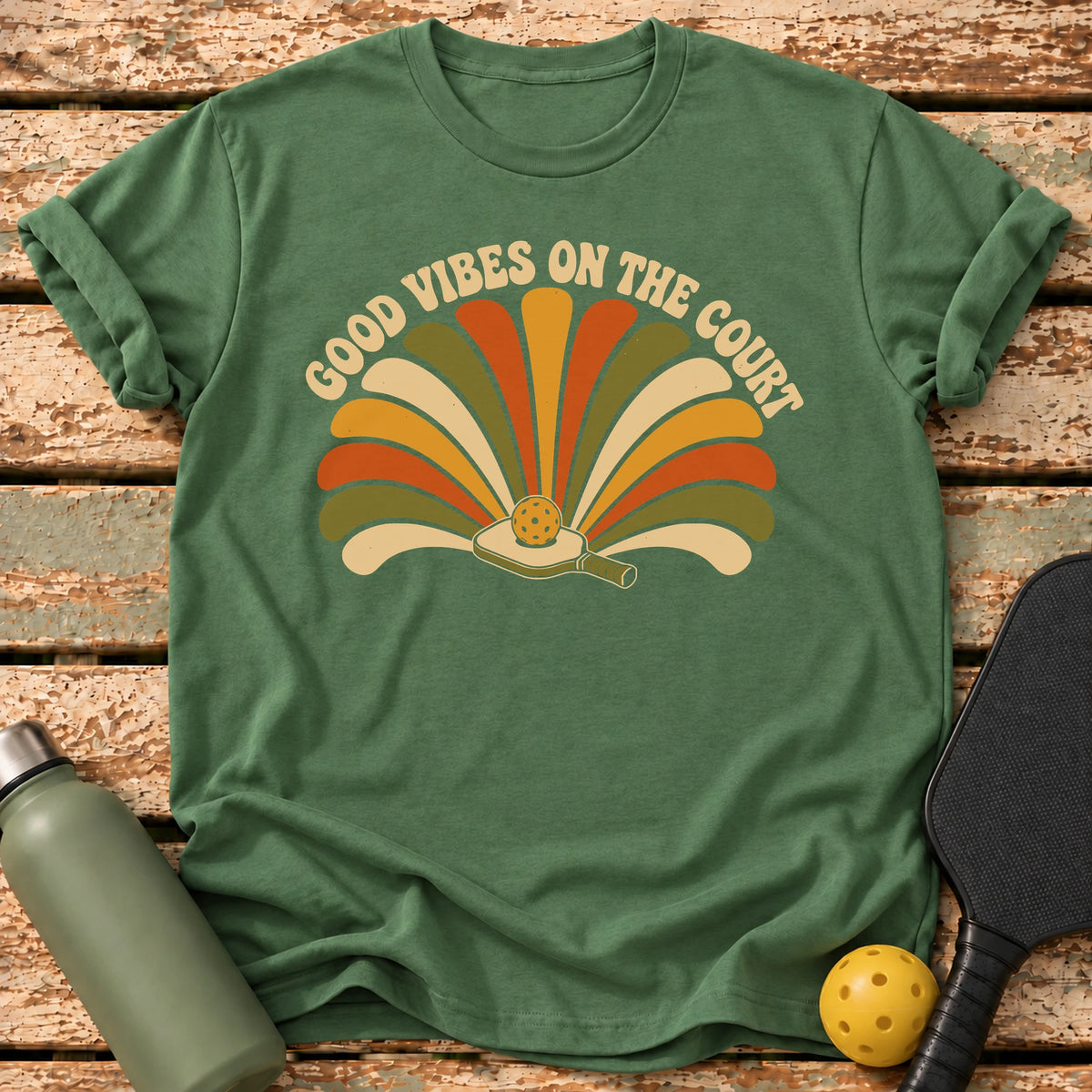 Good Vibes Court T-Shirt – Military Green