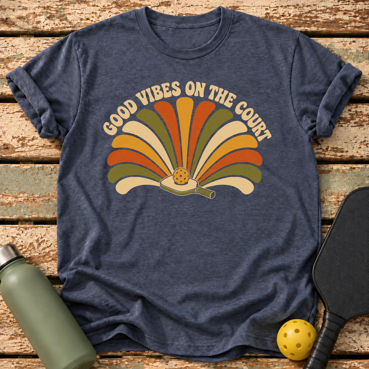 Good Vibes Court T-Shirt – Heather Navy
