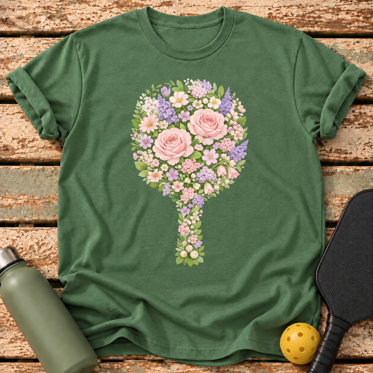 Floral Paddle T-Shirt – Military Green