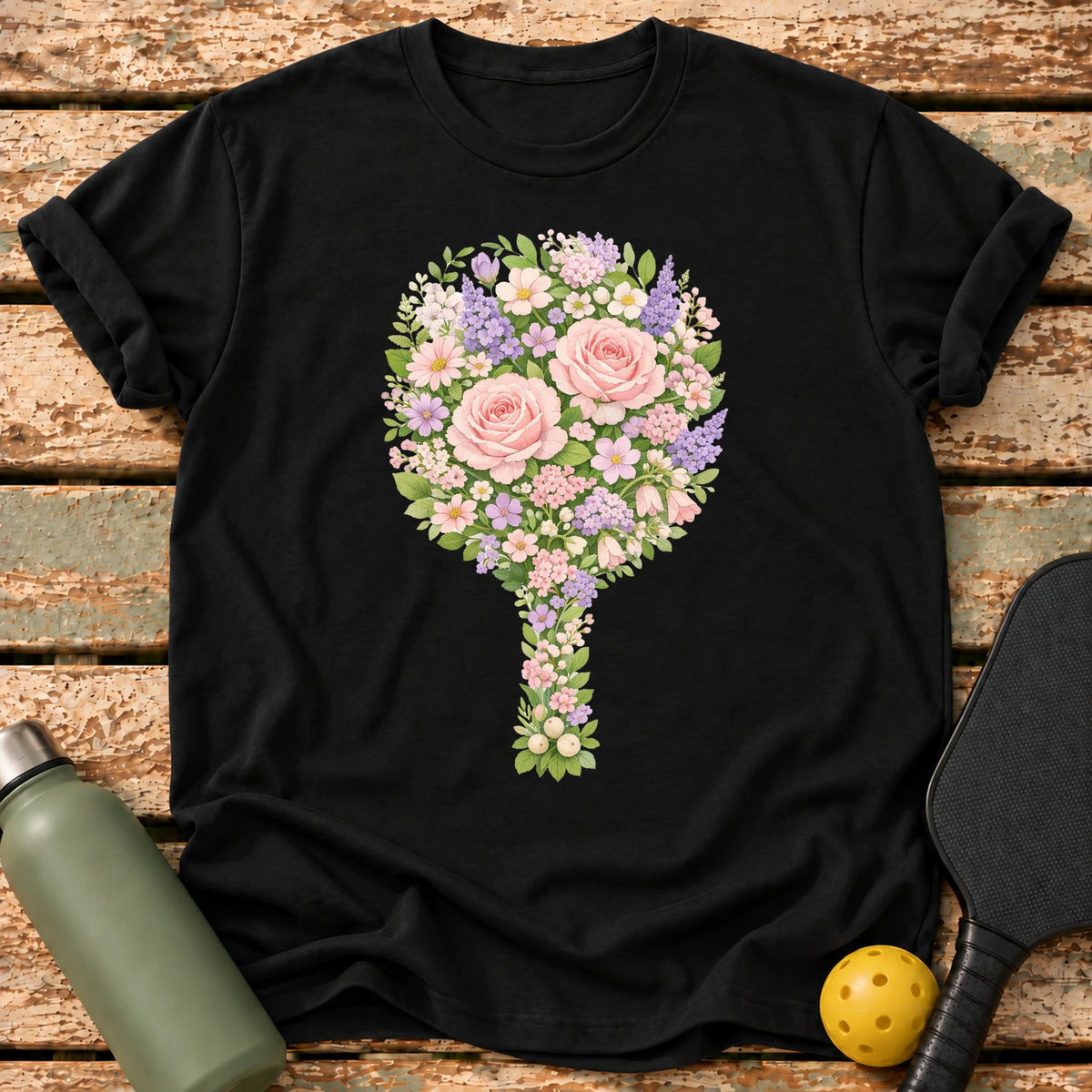Floral Paddle T-Shirt – Black