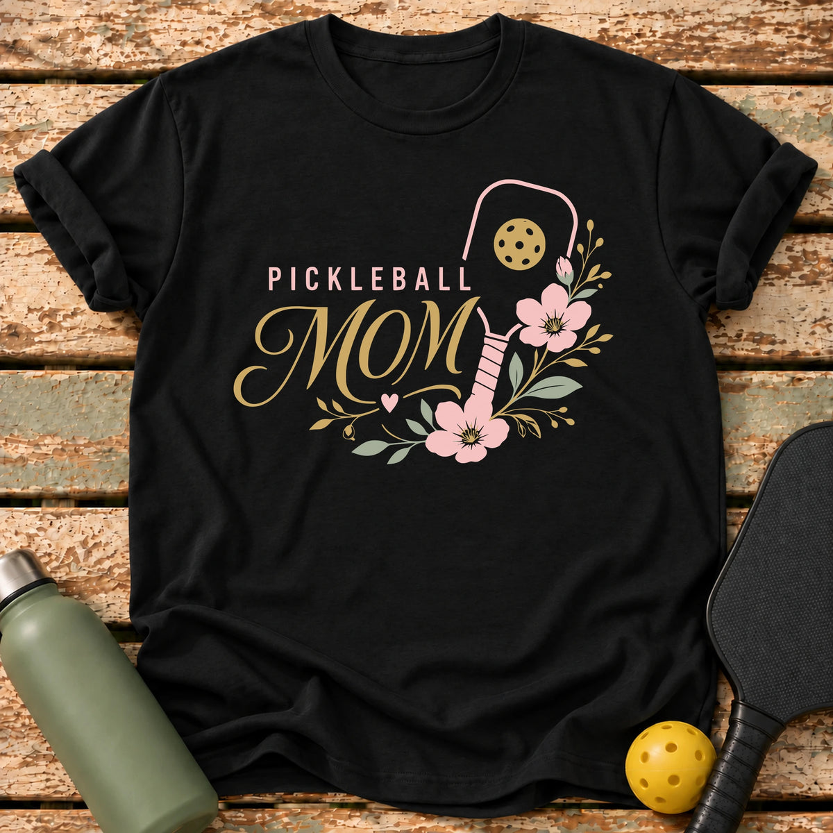 Floral Mom T-Shirt – Black