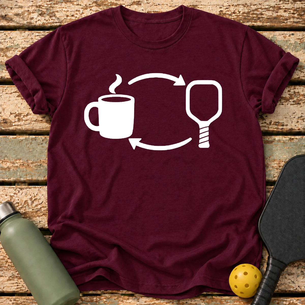 Coffee Paddle Cycle T-Shirt – Maroon